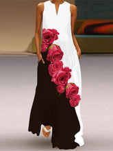 Vestido maxi sin mangas con cuello en V y estampado